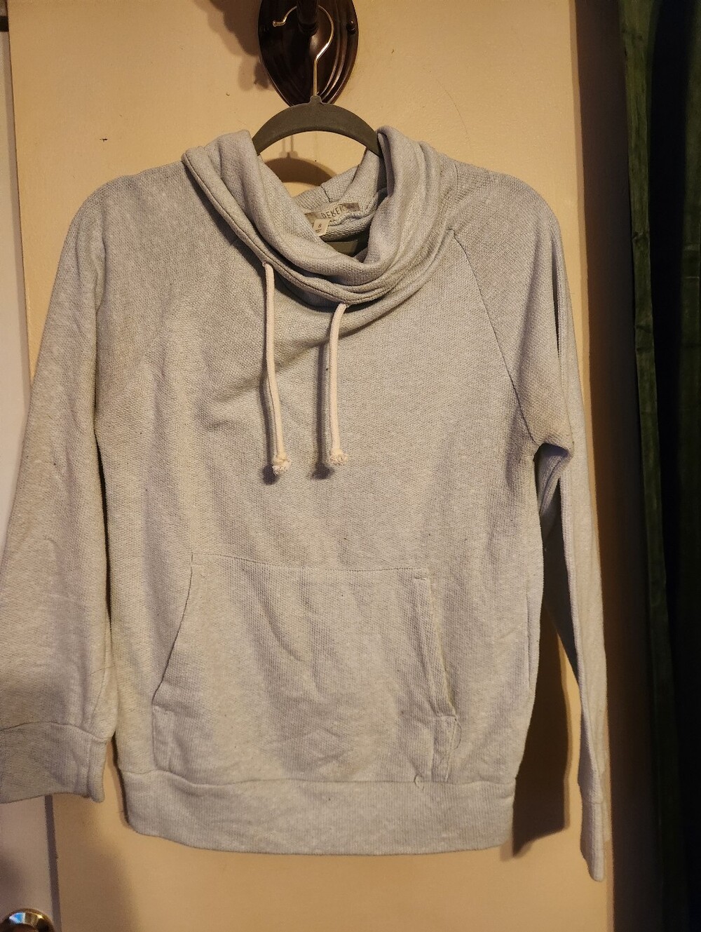 Light Gray Cowl Neck Pullover Hoodie